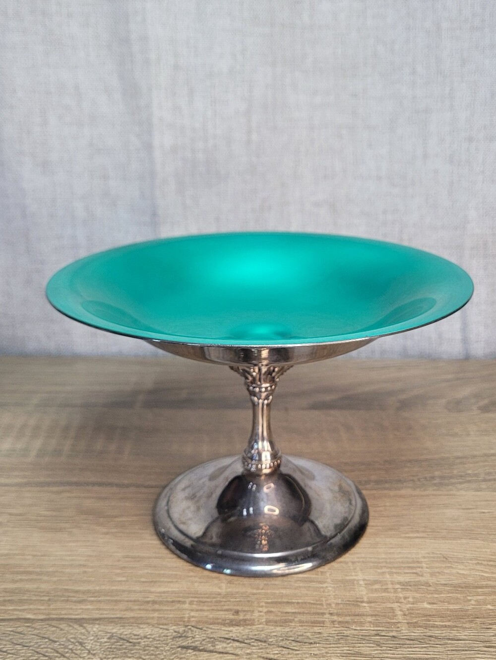 Vintage Reed & Barton 141 Enameled Silverplate Pedestal Compote Bowl Tazza MCM